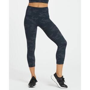 Spanx‎ Look at Me Now Seamless Cropped Leggings Medium Black Camo High Waist